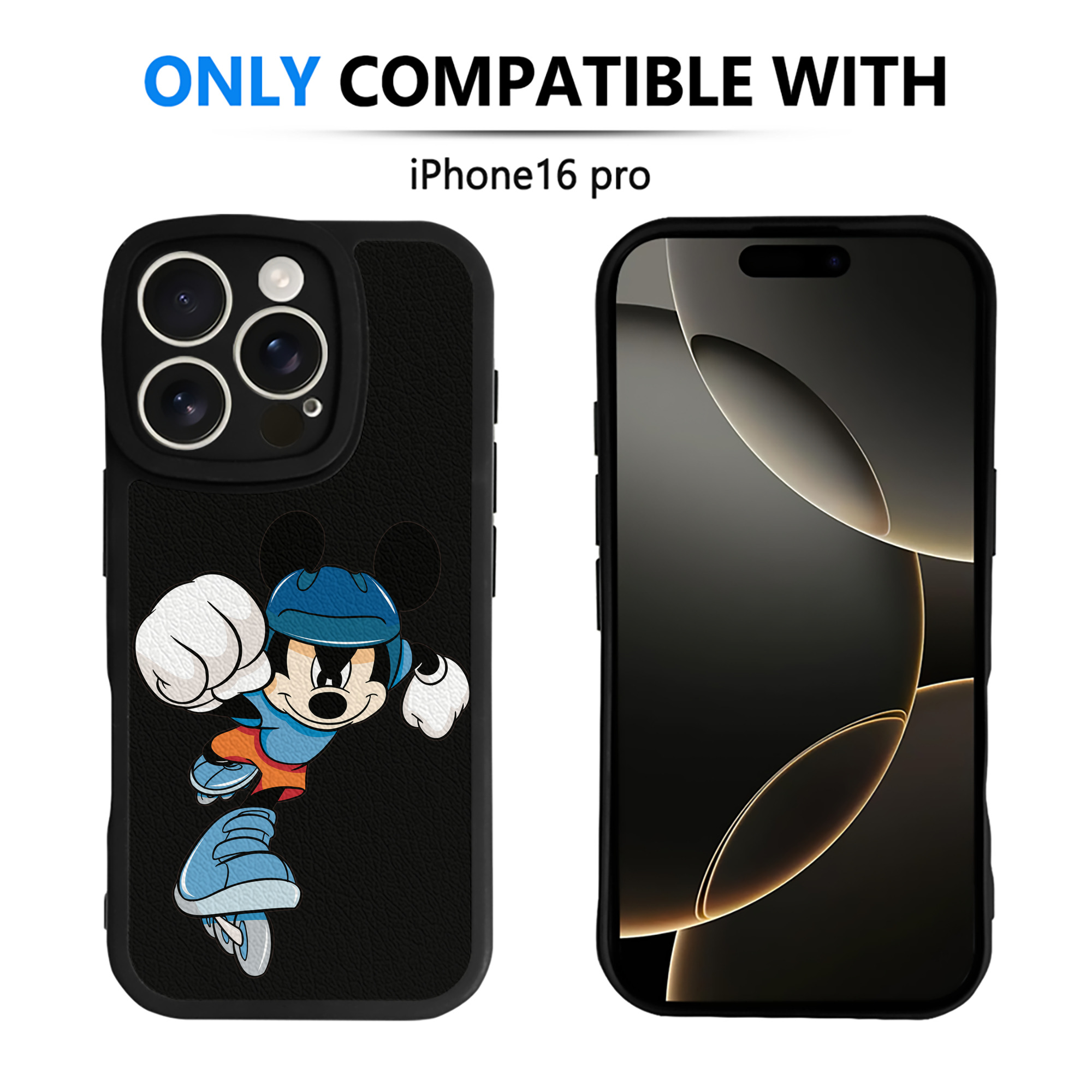 （画像用） ミッキーマウス Mickey Mouse 【iPhone 16シリーズ対応】シリコンスマホケース（レザー調） 材質：シリコン